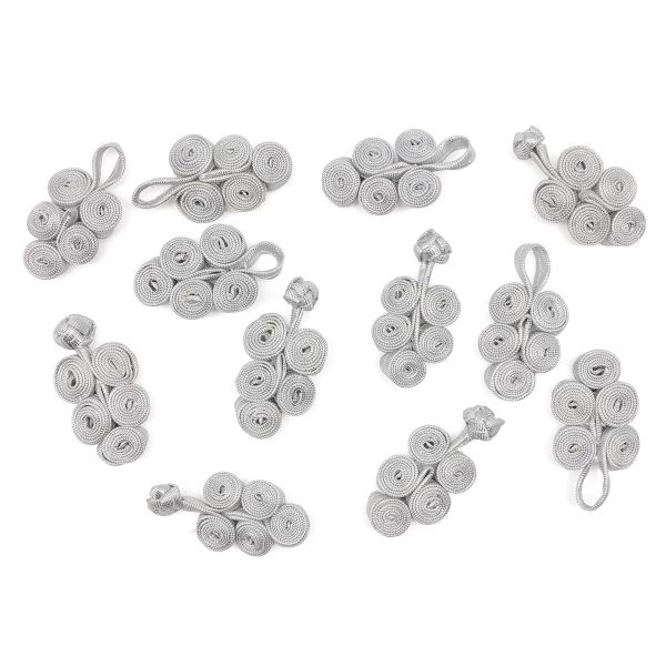 Сутажная застежка, 8 см (серебро), NO.2, 5 шт