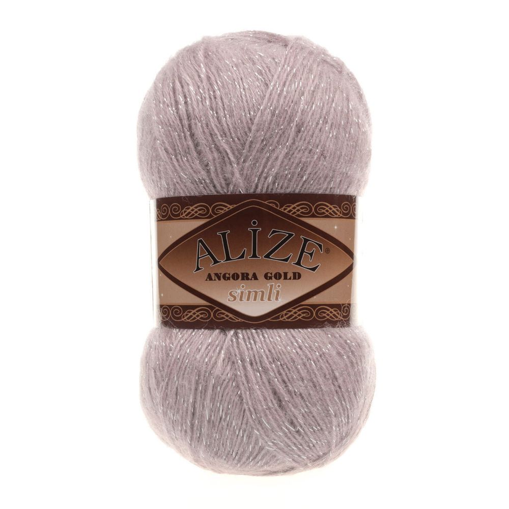 Пряжа Alize (Ализе) Angora Gold Simli / уп.5 мот. по 100 г, 500м, 163 серая роза A