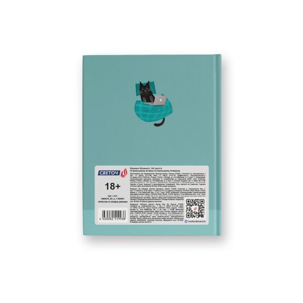 Бизнес-блокнот, матовая ламинация +выборочный лак, A6 64 л. 24 шт, клетка, Работаю в спящем режиме 000907, Светоч 64ББТ6_93_5_1