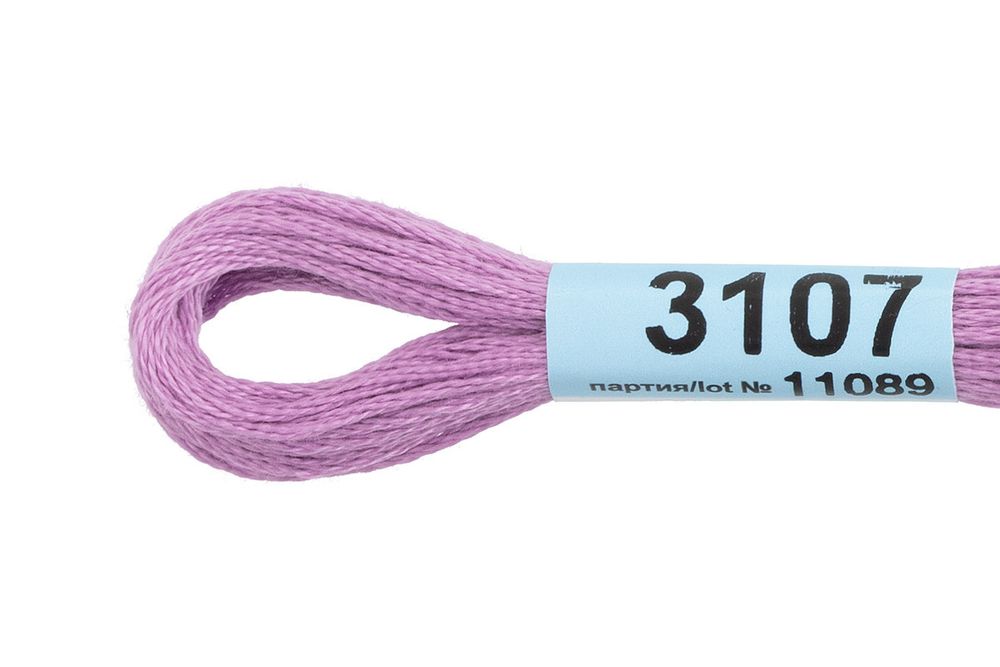 Мулине Gamma 100% хлопок, цв.3107 сиреневый, 24 мотка по 8 метров