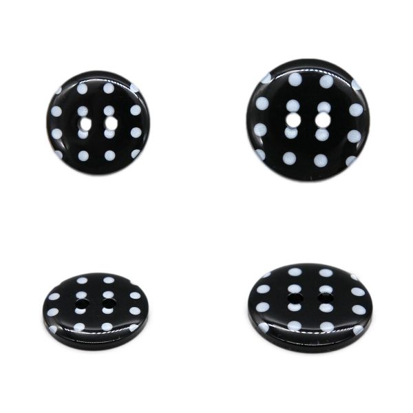 Пуговицы 2 прокола костюмные в горошек, 15х18 мм, 24 шт, цвет черный