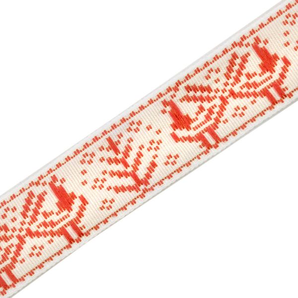 Лента (тесьма) жаккардовая 18.0 мм / 25±1 метров, Славянский орнамент Оберег, рис.9507 (красный) С3771Г17