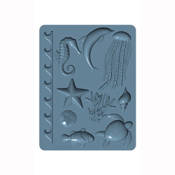 Форма силиконовая для слепков Sculpey Silicone Bakeable Mold, 61 Sea Life, Sculpey APM
