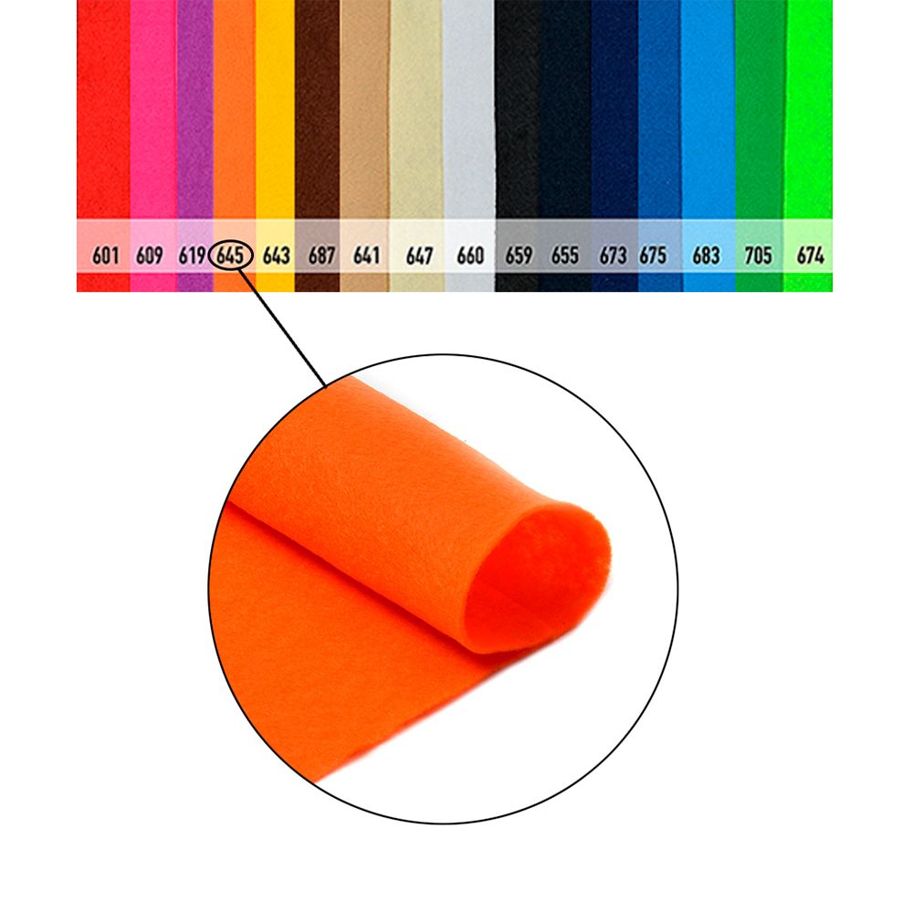 Фетр рулонный жесткий 1.0 мм, 100 см, рул. 5 метров, цв. 645 бл.оранжевый