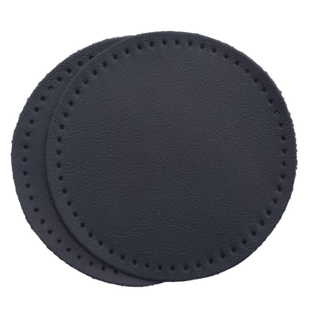 Заплатки пришивные из кожи, круг ⌀8см с перфорацией, 2 шт, 100% кожа, 05 темно-синий, 9121