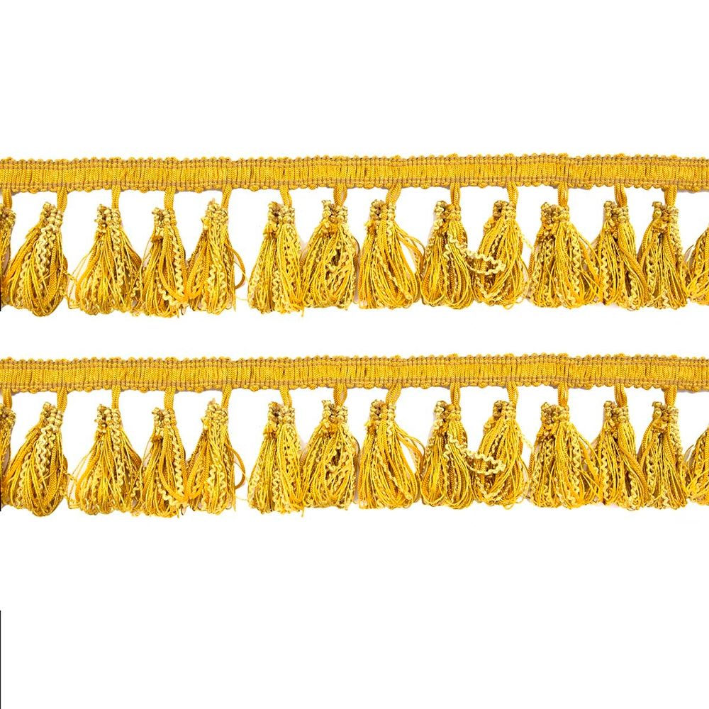 Бахрома отделочная 65.0 мм / 10 метров, с кистями 112 золотистый /TOS/