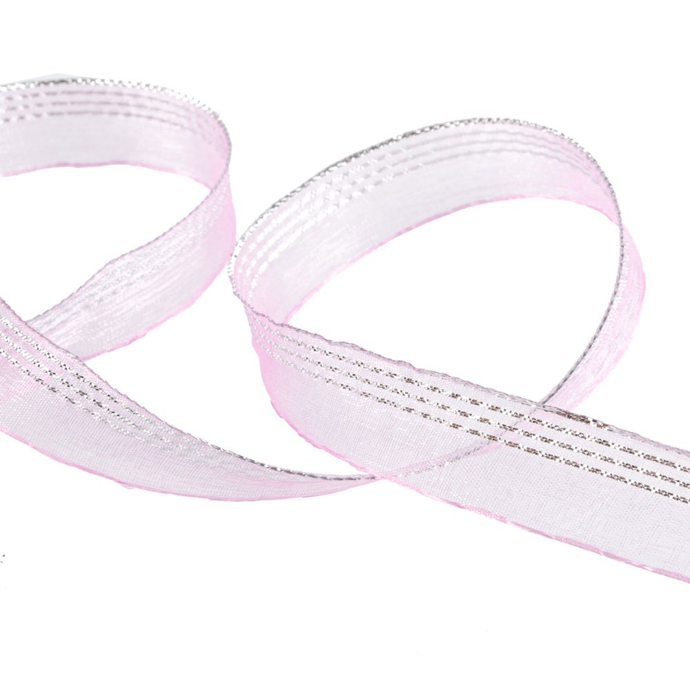 Лента капроновая (органза) 15.0 мм / 25 метров, 058 сиреневый/серебро, Blitz ORT-15