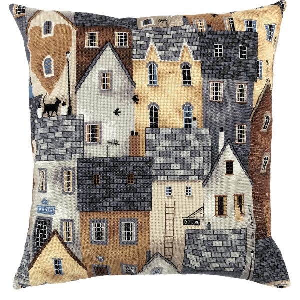 Набор для вышивания нитками Panna PD-7452, Подушка. Крыши, 40х40 см