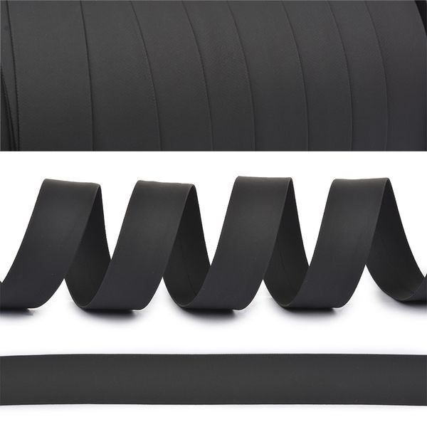 Косая бейка кожзам матовая 20 мм / 50 метров, черный