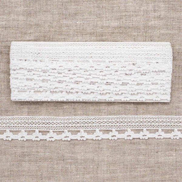 Кружево вязаное (тесьма) 24 мм / 3,4 м, ±4 см, белый