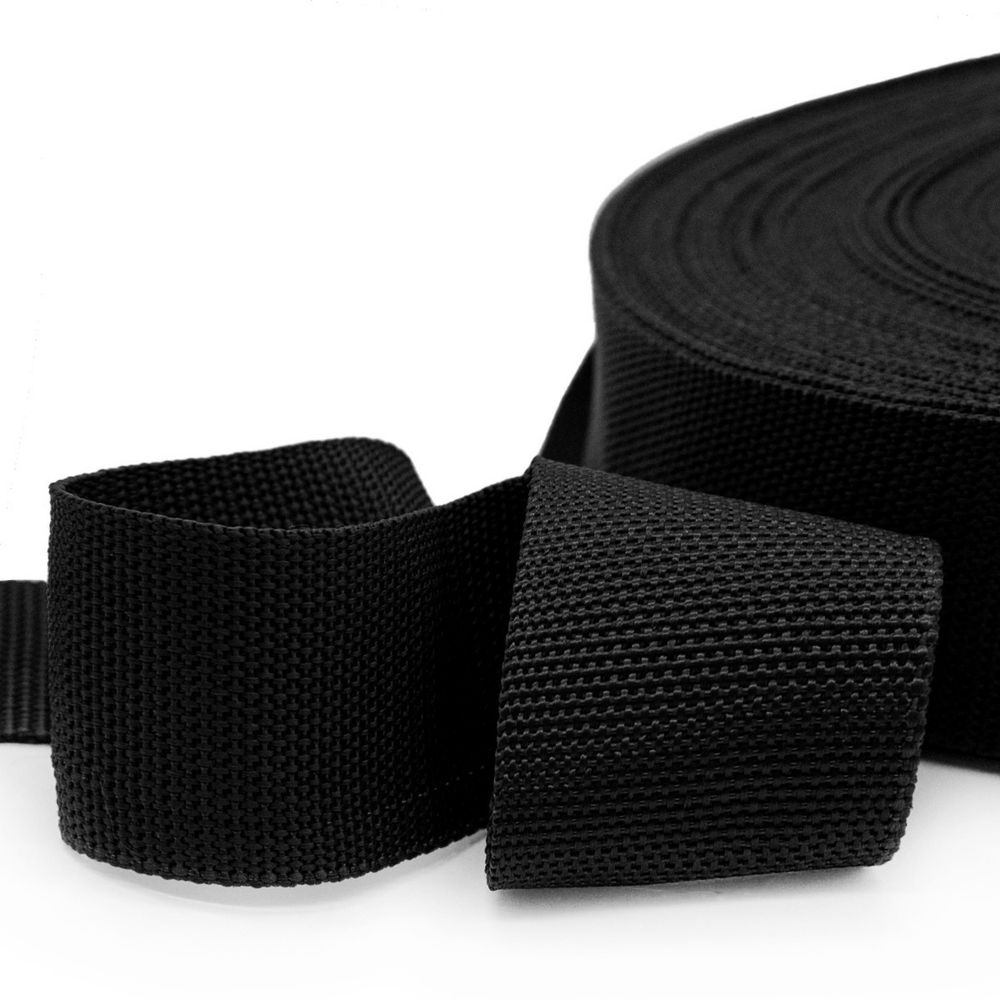 Стропа (ременная лента) 50 мм / 25 метров, толщ. 1.0 мм, [27.5 г/пог.м], 100% п/п, черный, 4150