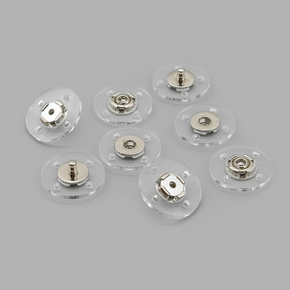 Кнопка пришивная ⌀21 мм, пластик, серебро (никель), 4 шт