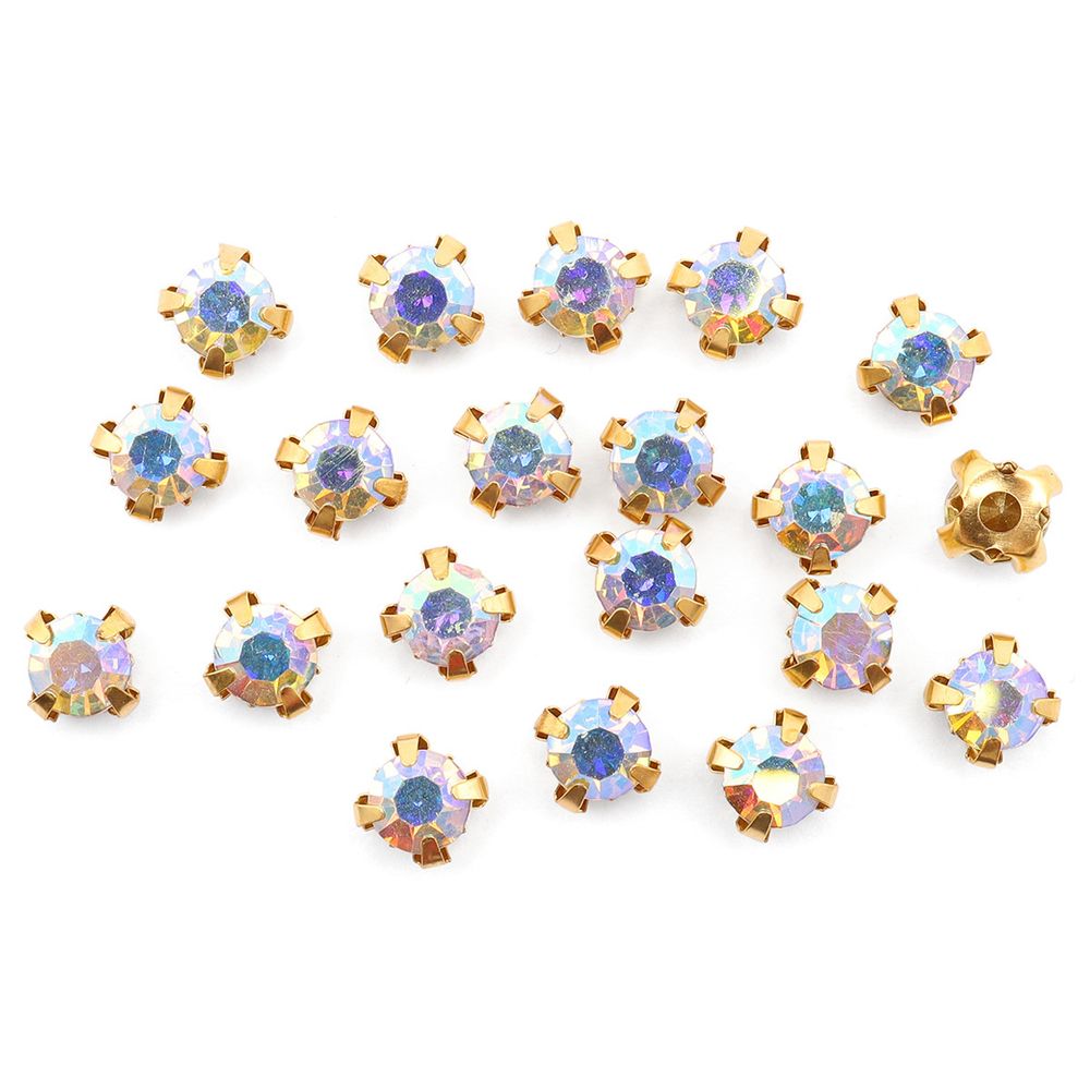 Хрустальные стразы в цапах круглые (золото) белый (с покрытием) 6х6мм, 20 шт/упак Astra&Craft, ЗЦ001ДС66