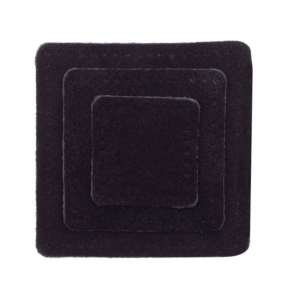 Набор заплаток пришивных из замши, квадрат 4см, 6см и 8см, с перфорацией, 3 шт, 100% кожа (20 черный), 59402
