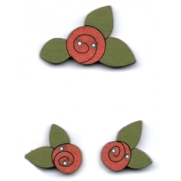 Украшения декоративные пуговицы (розочки с листьями), Aurora, 1 шт, AU-B49875