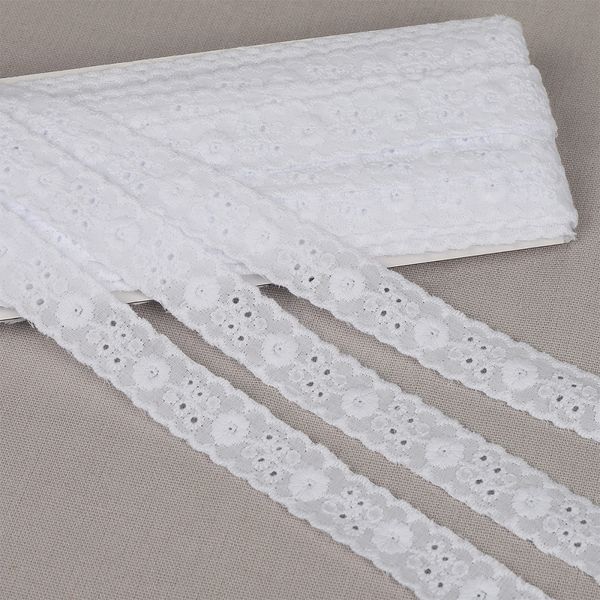 Кружево шитьё хлопок.1478 17 мм, цв.01 белый, уп.13.71м, Kruzhevo