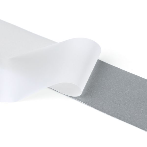 Лента светоотражающая (катафотная) эластичная [cpl:420], 50 мм / 25 метров, 92% п/э, 8% спандекс, серебро, Gamma JF9600