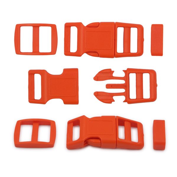 Фастекс (пряжка трезубец), рамка и рамка-регулятор 15мм, пластик, (2 компл.) Hobby&Pro, оранжевый, A03001037-15