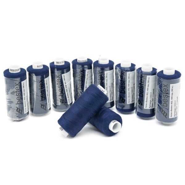 Нитки швейные бытовые Bestex 40/2, 365 м (400 ярд) / 10 кат., 097 темный джинсовый