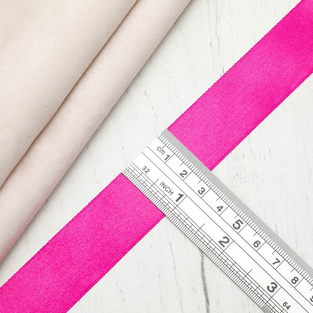 Лента атласная 1-сторонняя 25.0 мм / 22.86±1 метров, 015 фуксия, Globus