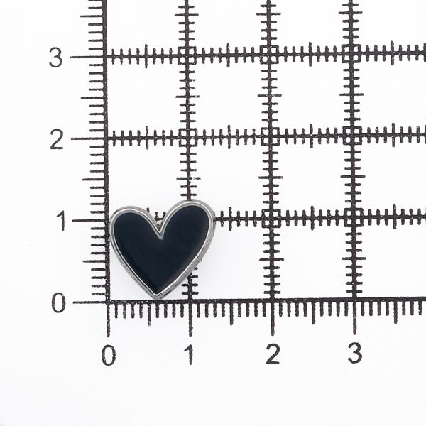 Пуговицы на ножке фигурная Сердце 20L (13мм), металл (Navy/S (синий/серебро)), MEs-2012, 36 шт