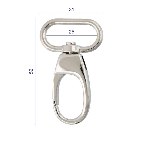 Карабин металл 25.0 мм (52х31 мм), 10 шт, 06 черн.никель, Gamma GH 117/25/10