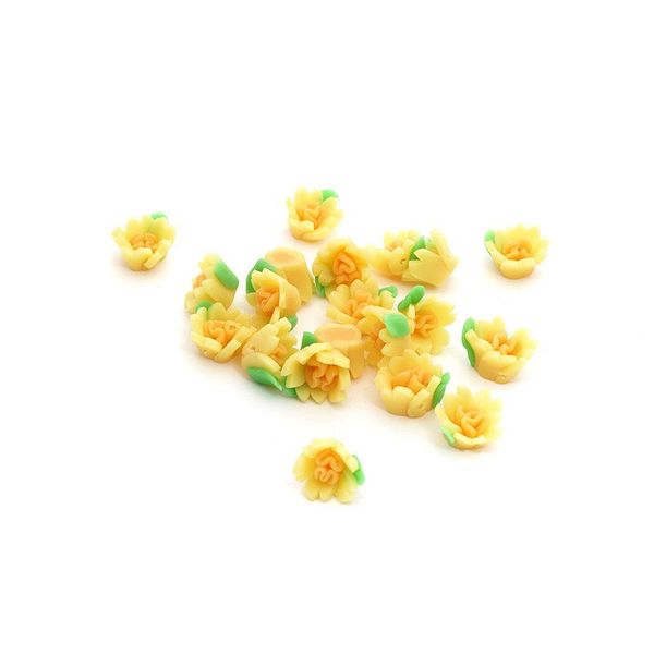 Бусины глиняные ⌀10 мм, in ⌀1 мм, 20 шт цв. желтый/зеленый, Magic4Hobby