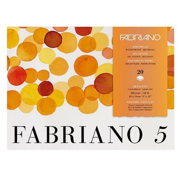 Альбом-склейка для акварели Fabriano 5 Фин 300 г/м², 23х31 см, лист, среднезернистая, Fabriano 19100258
