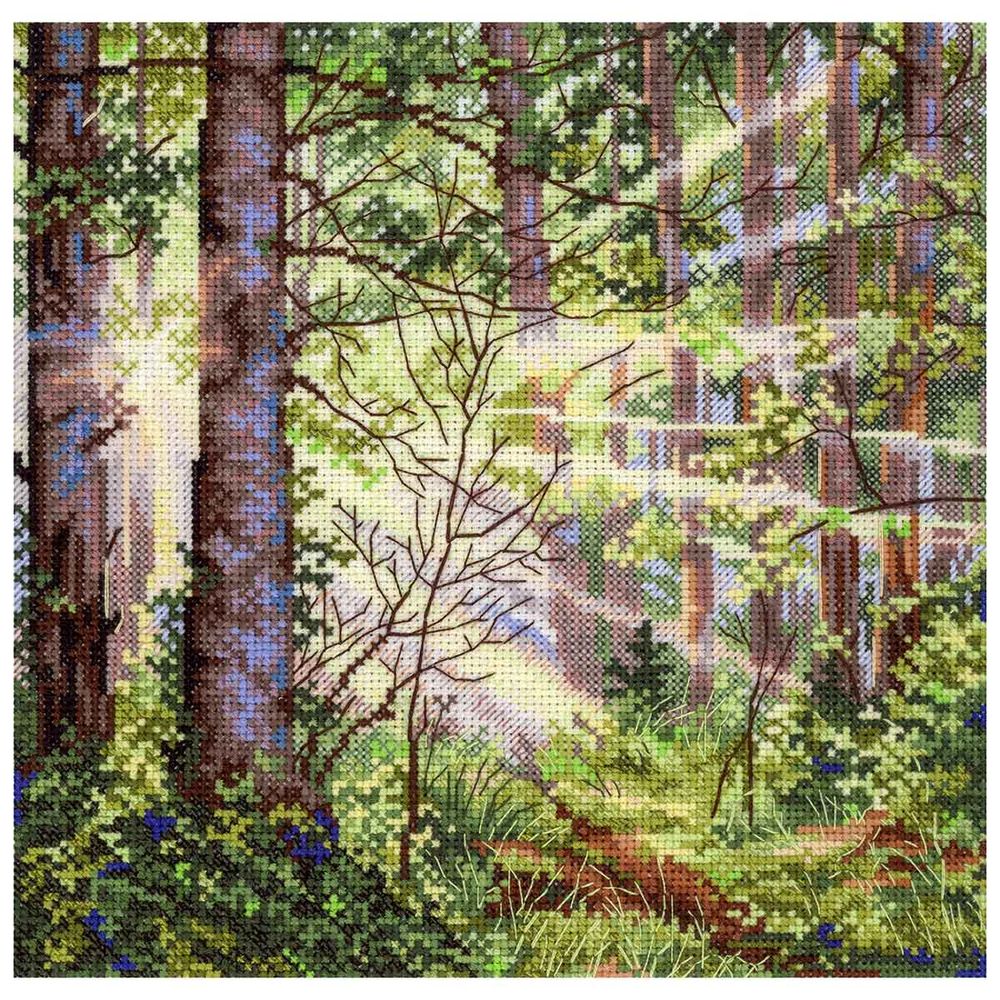 Набор для вышивания нитками МП Студия НВ-1004, Солнечный лес 20х20см