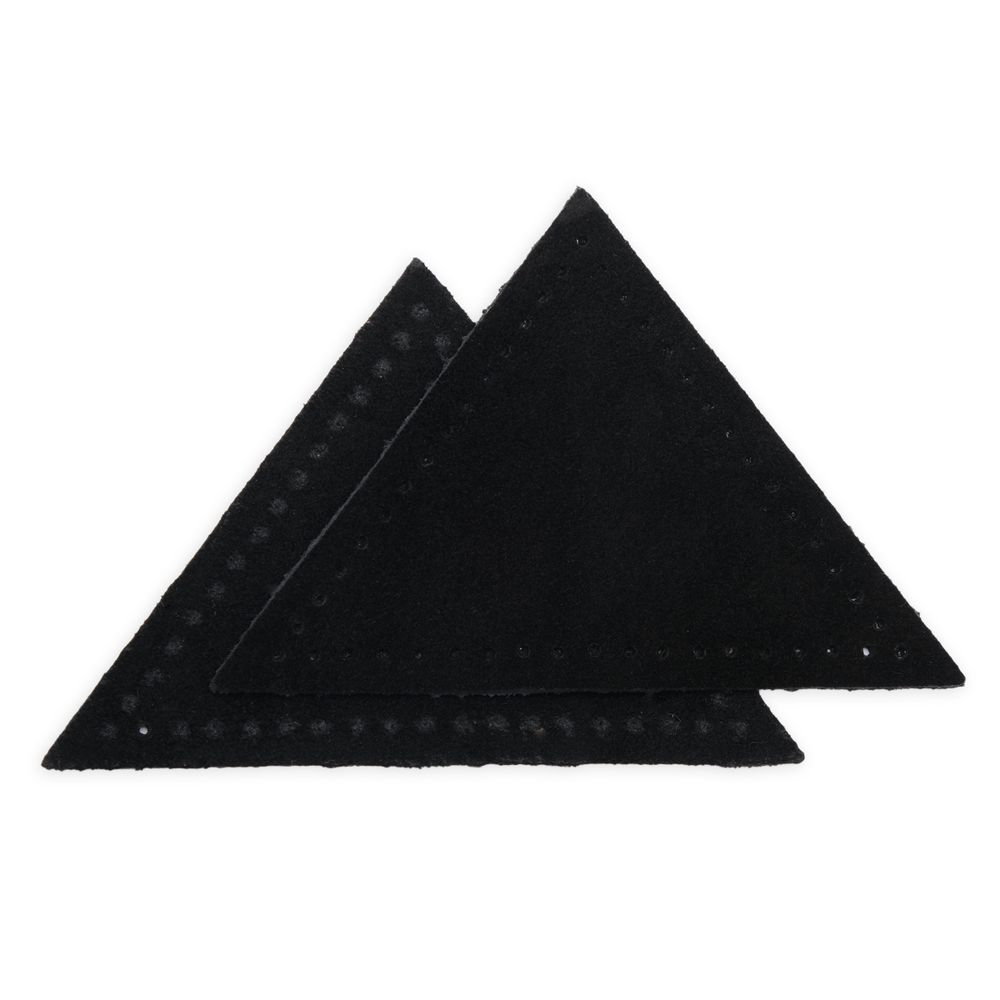 Заплатки пришивные из замши треугольник 8х8х8 см, с перфорацией, 2шт/уп, 20 черный, 59903