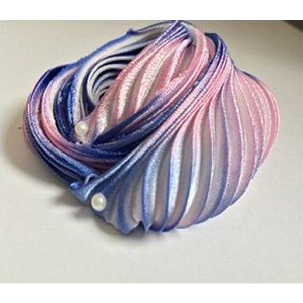 Лента декоративная 120.0 мм / 20 см, 106e синий/розово-белый, Floranta Shibori