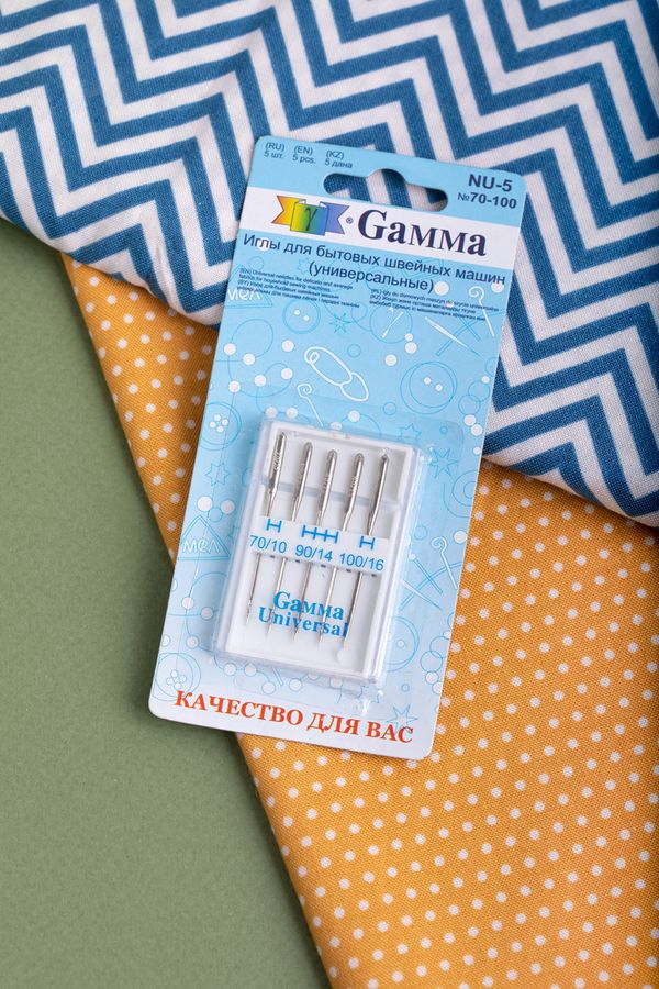 Иглы для швейных машин базовые универсальные 130/705 H, №70-100, 5 игл, Gamma NU-5 №70-100