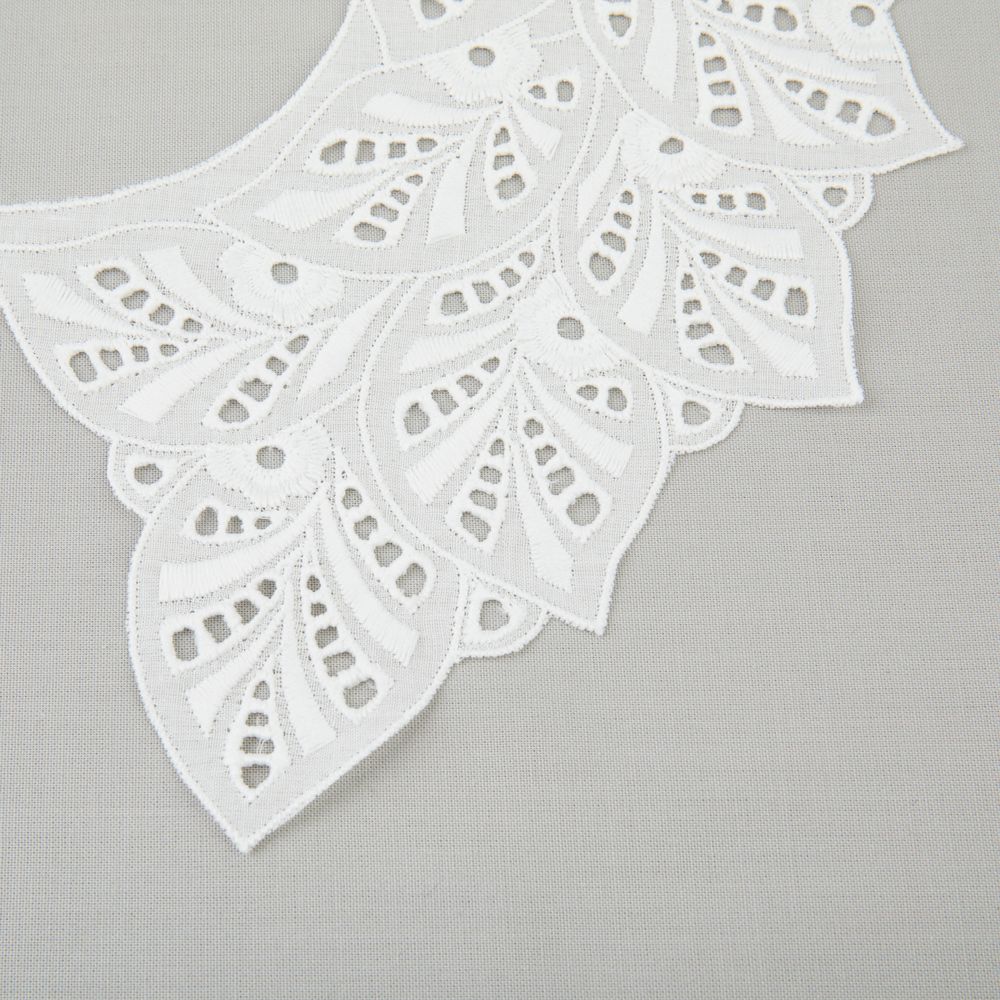 Пришивной кружевной воротник шитьё 120 мм, 5 пар Турция, натуральный, Gamma VYEM-28-02