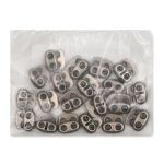 Фиксатор (зажим) для шнура металл плоский, 2 отв., 12х13.5 мм, (in ⌀3 мм), мет. цв.т.серебро, 20 шт