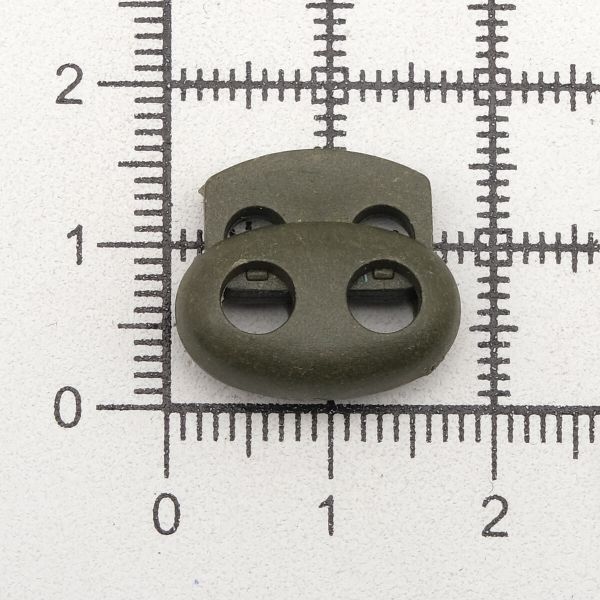 Фиксатор (зажим) для шнура пластик 2 отв., ⌀4.0 мм, 14х17 мм, овал малый ПП, 471 хаки, 100 шт