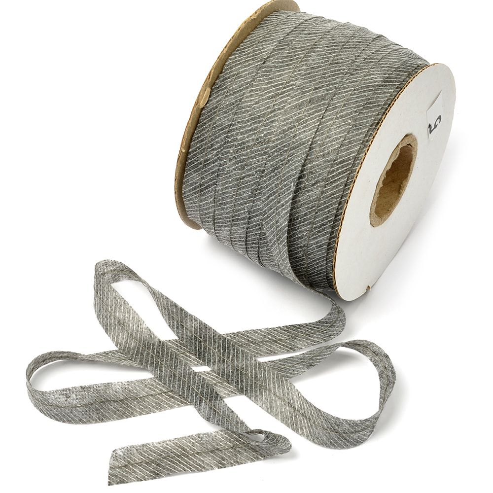 Лента клеевая нитепрошивная по косой с нитью 15.0 мм / 100 метров, 45 г/м², цв.серый