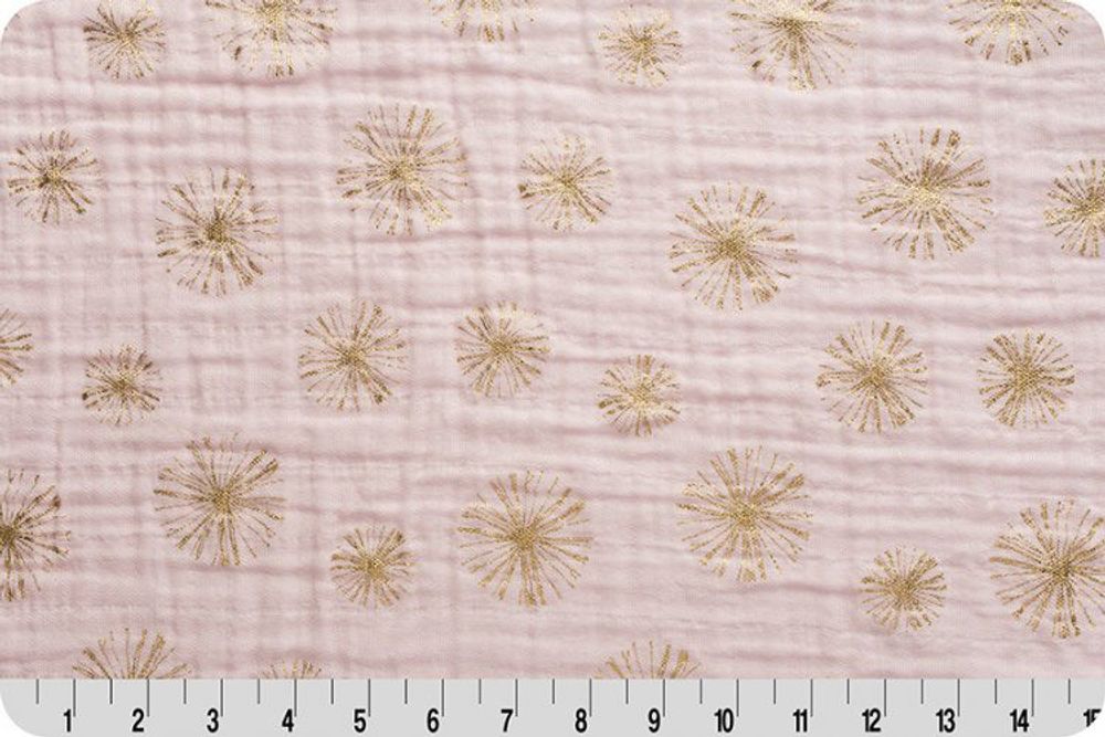 Ткань для пэчворка Peppy Embrace Metallic (марлевка), отрез 100х125 см, 120 г/м², emmmake a wish blush/Gold, Shannon Fabrics