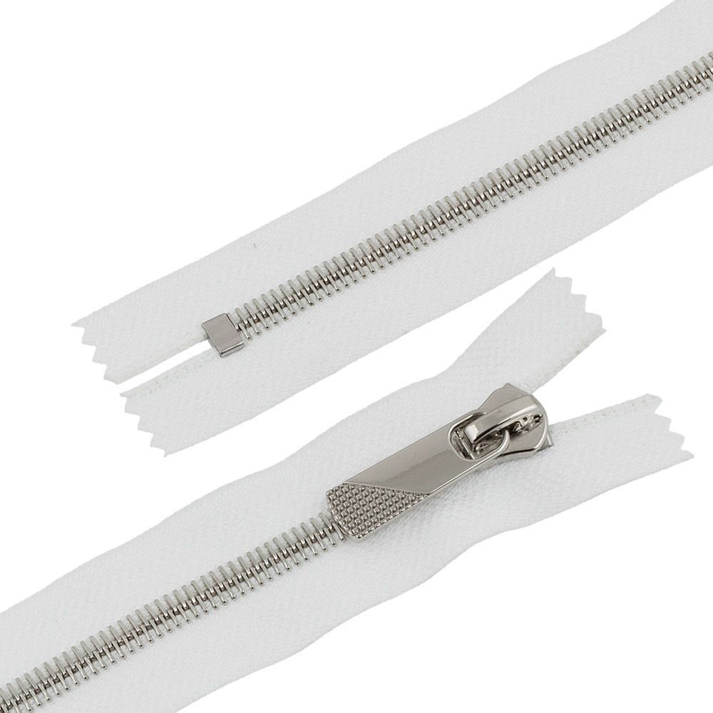 Молния металл Т8 (8 мм) 1 зам., н/раз., 20 см, декор, серебро, белый, KAP-8 Gamma, 5 шт