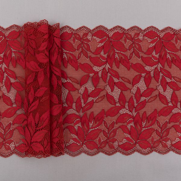 Кружево бельевое эластичное 225 мм / 3±0.2 метра, Турция, т.красный, Blitz