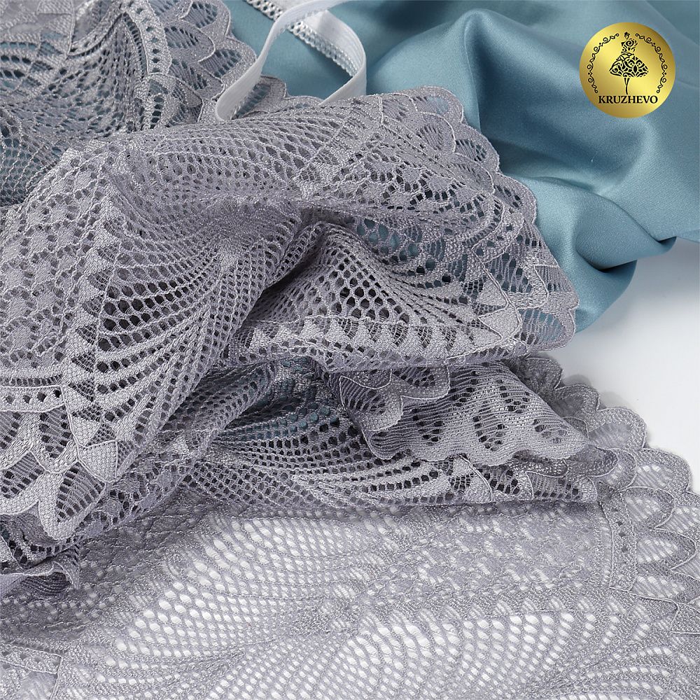Кружево бельевое эластичное 190 мм / 3 метра, TBY.30200, цв.17 серый, Kruzhevo