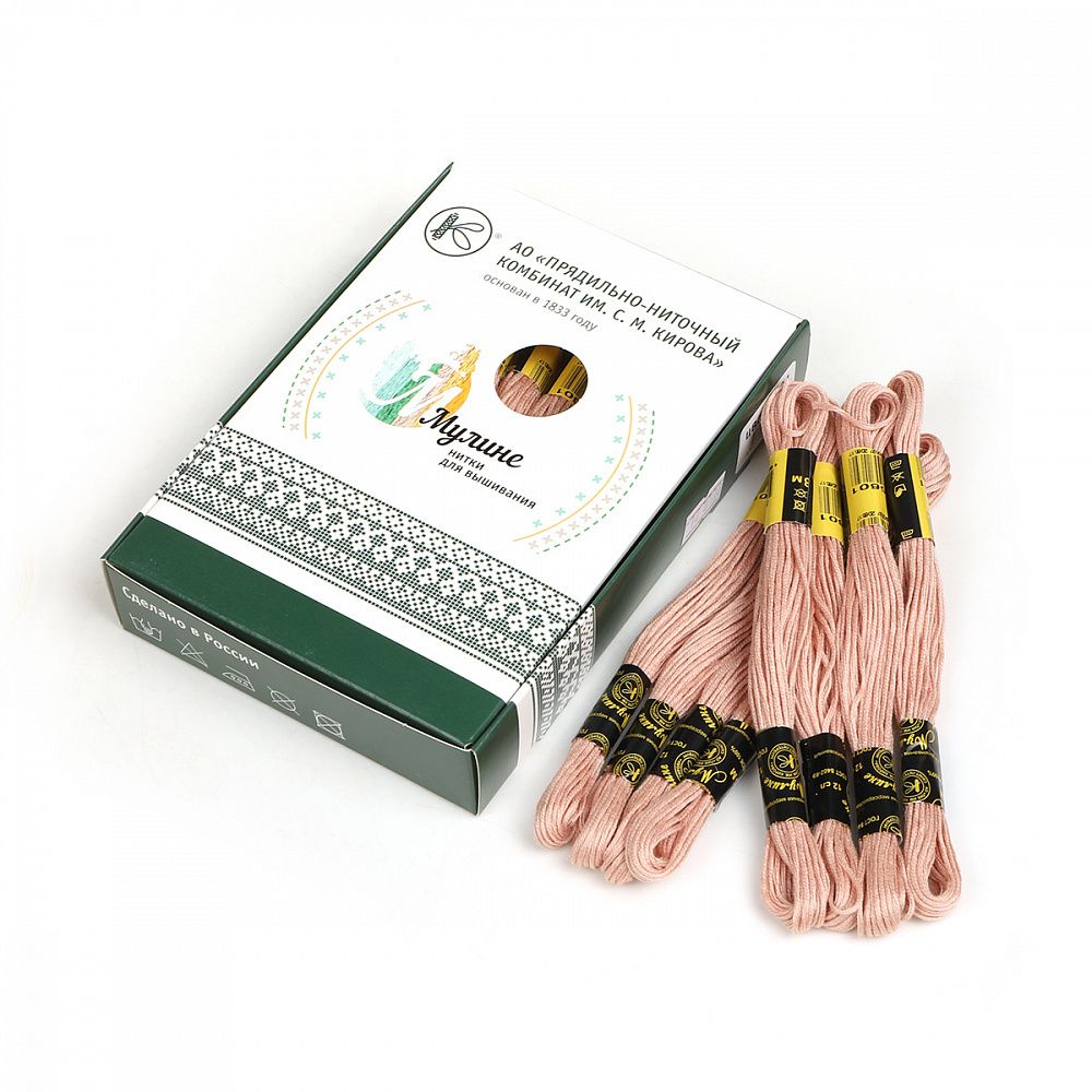 Мулине ПНК им.Кирова цв.5601 бл.розовый, 24 мотка по 8 метров