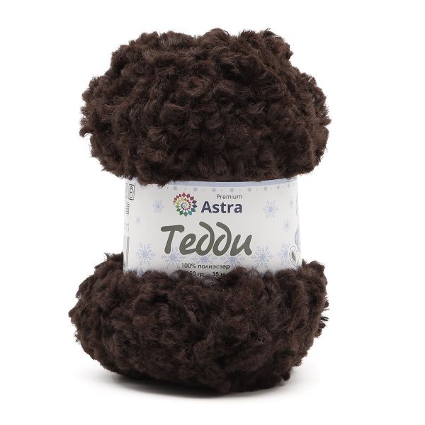 Пряжа Astra Premium (Астра Премиум) Тедди букле / уп.1 мот. по 150 г, 35 м, 07 коричневый