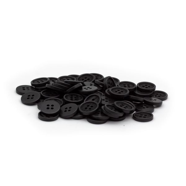 Пуговицы 4 прокола 24L (15мм), (Blk-200 (черный)), 72 шт