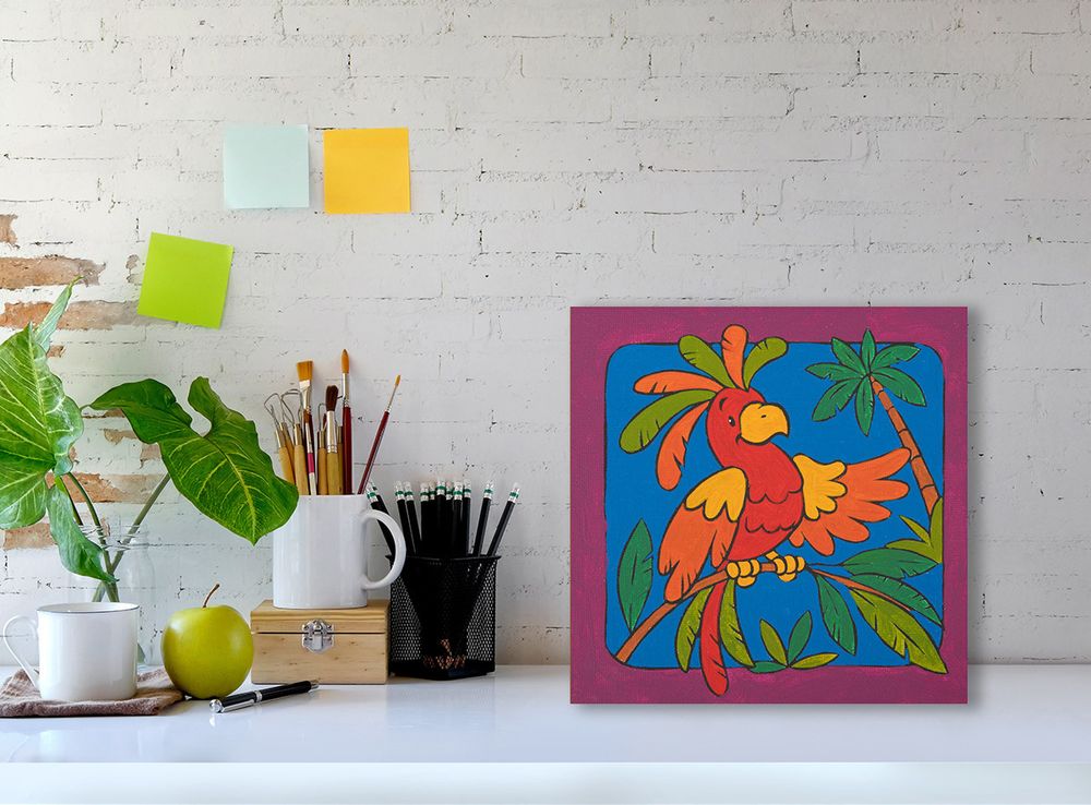 Картина по номерам Фрея, холст c подрамником Тропический попугай, 15х15 см
