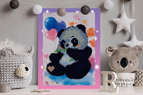 Алмазная (кристальная) мозаика Фрея, Синяя панда, 14х19.5 см