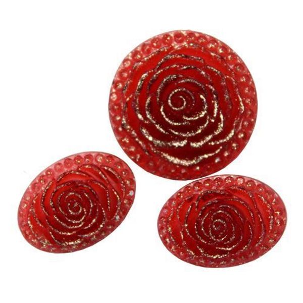 Пуговицы на ножке Розочки 9PPC7323 30мм,18х25мм, 3 шт