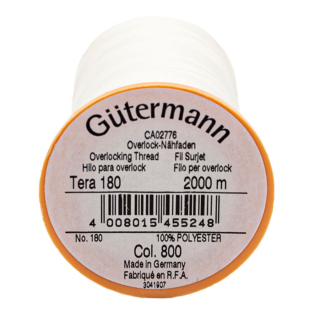 Нитка филаментная особопрочная Gutermann Tera 180, 2000 м, _800 белый, 1 катушка