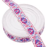 Лента (тесьма) жаккардовая 32.0 мм / 25±1 метров, рис. 9581 Гжель, (3 белый/красный/синий) С1853Г17