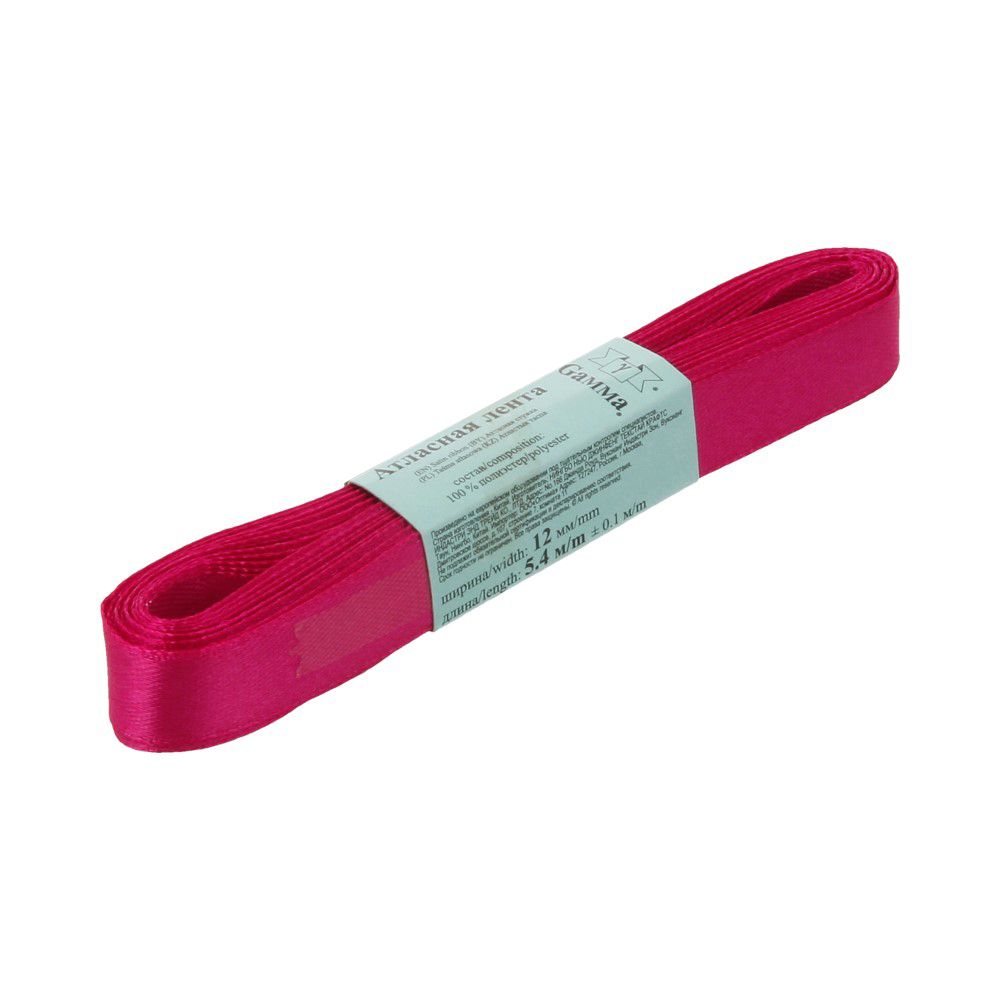 Лента атласная 1-сторонняя 12.0 мм / 10 шт по 5.4 метра, №028 лиловый, Gamma AL-12P Лента атласная 1-сторонняя 12.0 мм / 10 шт по 5.4 метра, №028 лиловый, Gamma AL-12P