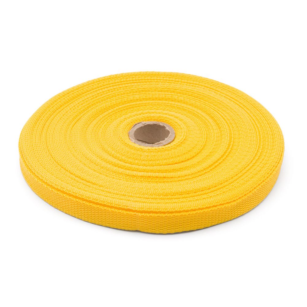 Стропа (ременная лента) 15 мм / 25 метров, толщ. 1.0 мм, [7.9 г/пог.м], 100% п/п, 2 желтый